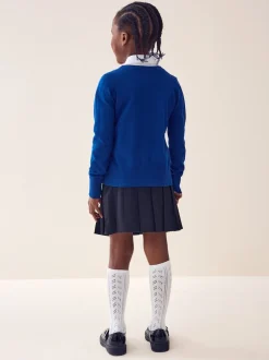 Next - Cardigan à col en V Cotton Rich School (3-16ans) Bleu Hot