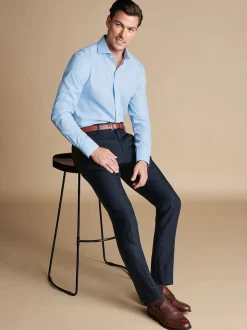Charles Tyrwhitt Bleu - Coupe ajustée  100% Lin Pantalons Discount