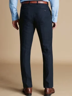 Charles Tyrwhitt Bleu - Coupe ajustée  100% Lin Pantalons Discount