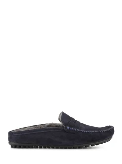 Jones Bootmaker Bleu - Chaussons Zap en cuir style mule Sale