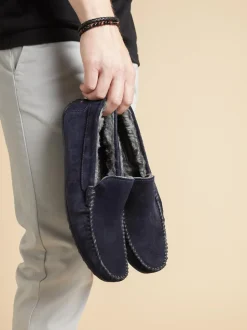 Jones Bootmaker Bleu - Chaussons Zain en daim Online