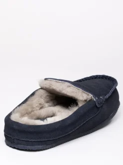 Lakeland Leather Bleu - Chaussons style mocassins en peau de mouton Outlet