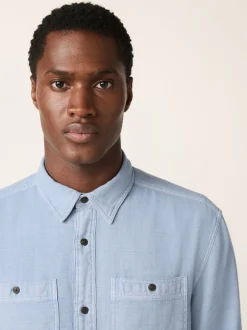 Next Bleu - Chemise à manches longues texturée à deux poches Coupe classique Hot