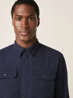 Next Bleu - Chemise Coupe classique texturée à manches longues gaufrée