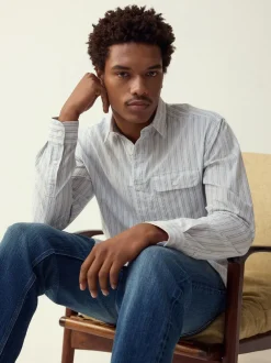 Next Bleu - Chemise en Rayure seersucker à manches longues Clearance