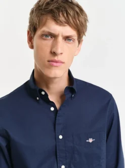 Gant Bleu - Chemise en popeline coupe régulière Discount