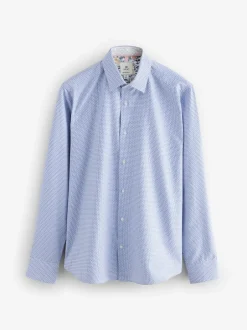 Next - Chemise élégante en coton riche texturée Bleu Hot