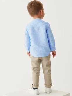 Next Bleu - Chemise Lin Mix à col grand-père (3mths-7yrs) Outlet