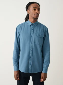 Next Bleu - Chemise Oxford teintée en pièce à manches longues Discount