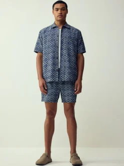 Next Bleu - Chemise texturée à manches courtes style Navajo Discount