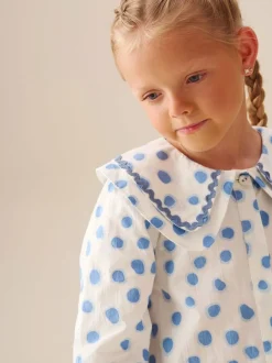 Angel & Rocket Bleu - Chemisier Leonie à pois double col Hot