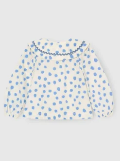 Angel & Rocket Bleu - Chemisier Leonie à pois double col Hot