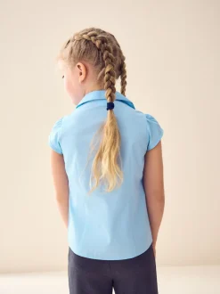 Next Bleu - Chemisier scolaire à manches bouffantes et bordures en dentelle (3-14ans)