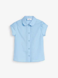 Next Bleu - Chemisier scolaire à manches bouffantes et bordures en dentelle (3-14ans)