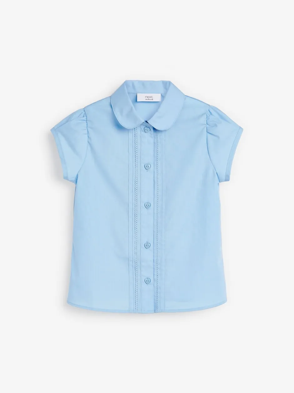 Next Bleu - Chemisier scolaire à manches bouffantes et bordures en dentelle (3-14ans)