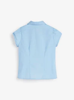 Next Bleu - Chemisier scolaire à manches bouffantes et bordures en dentelle (3-14ans)