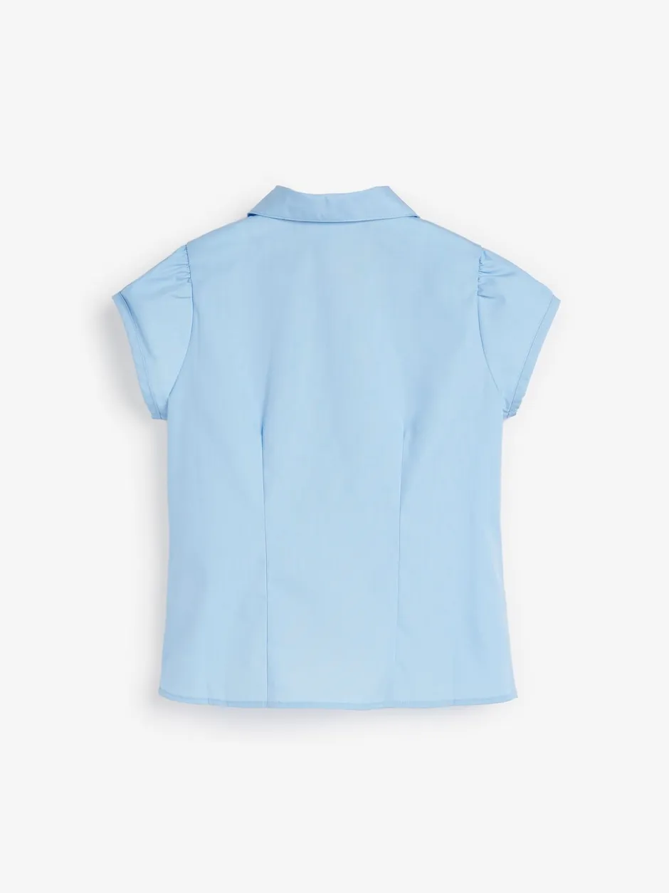 Next Bleu - Chemisier scolaire à manches bouffantes et bordures en dentelle (3-14ans)