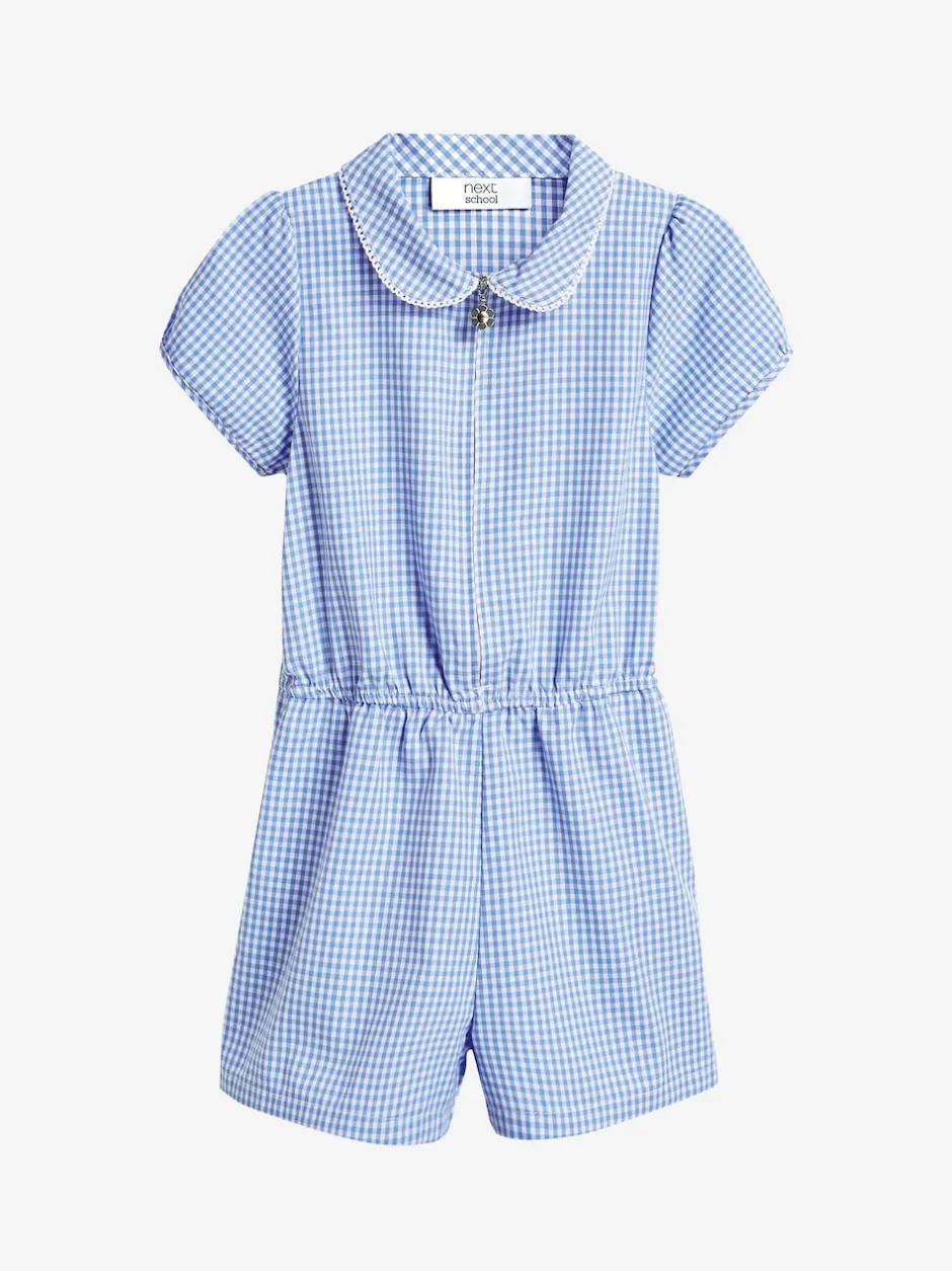 Next Bleu - Combinaison d'école Vichy en coton riche avec fermeture éclair (3-14ans) Sale