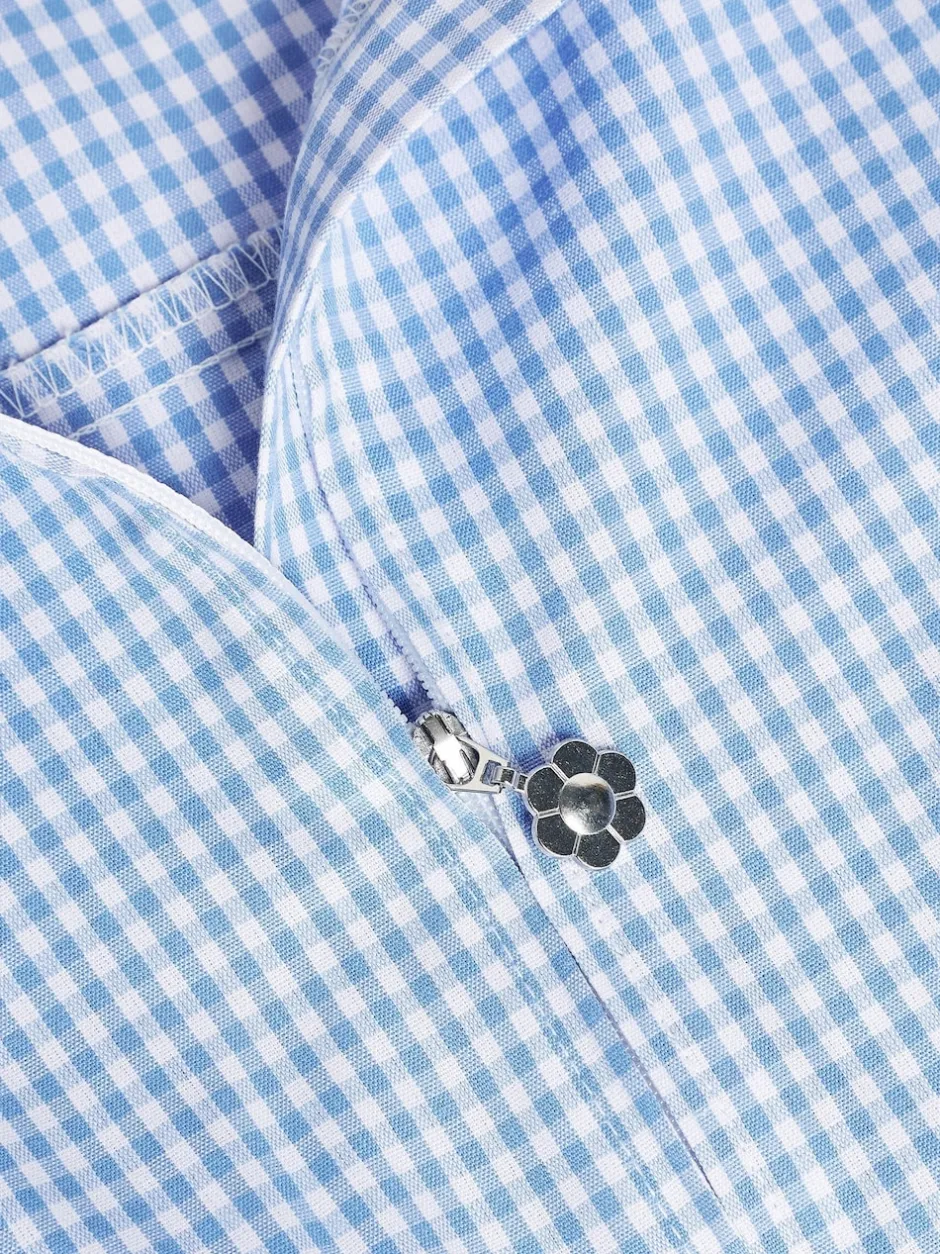 Next Bleu - Combinaison d'école Vichy en coton riche avec fermeture éclair (3-14ans) Sale