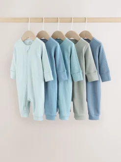 Next Bleu - Combinaisons de nuit à fermeture éclair pour bébés 5 Pack (0mths-3yrs) Best