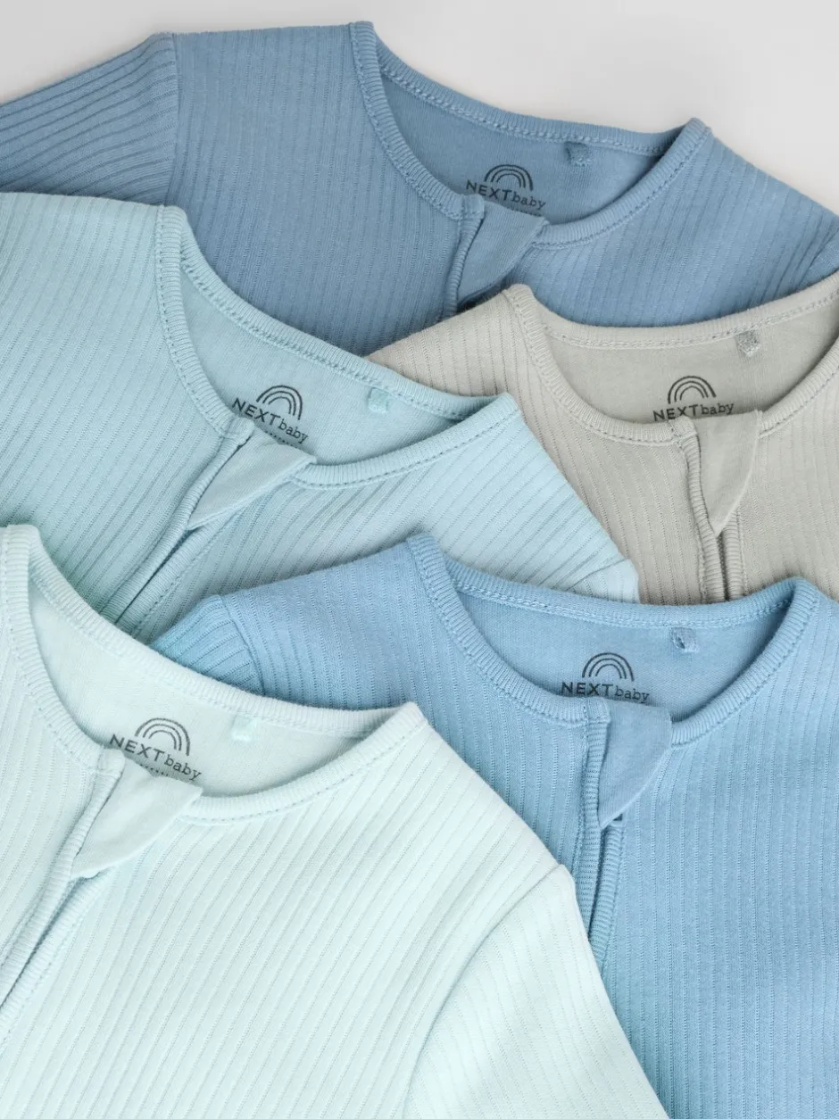 Next Bleu - Combinaisons de nuit à fermeture éclair pour bébés 5 Pack (0mths-3yrs) Best