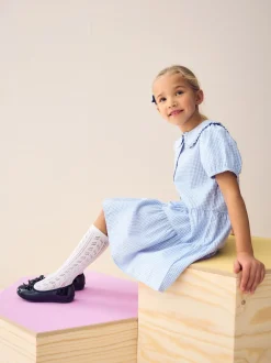 Next Bleu - Cotton Rich School Vichy Tiered Pretty Collar Robe (3-14yrs) Clearance