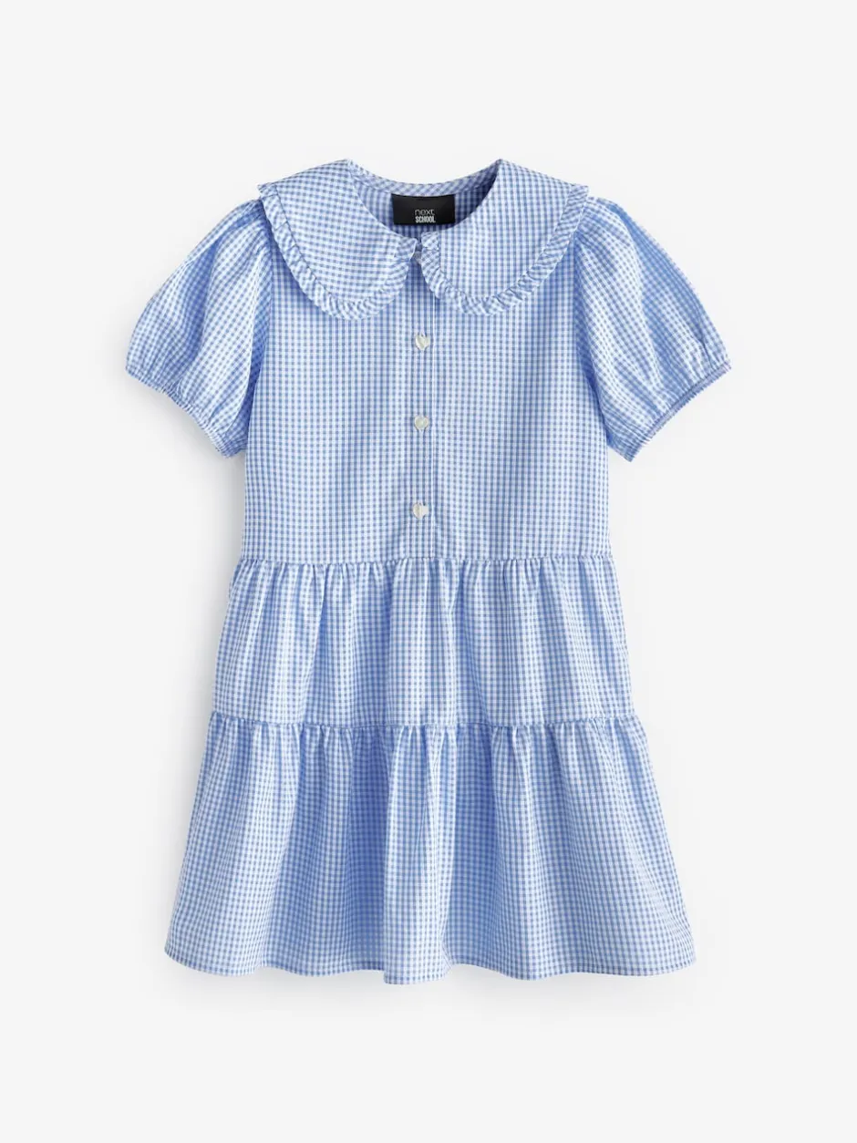 Next Bleu - Cotton Rich School Vichy Tiered Pretty Collar Robe (3-14yrs) Clearance