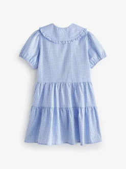 Next Bleu - Cotton Rich School Vichy Tiered Pretty Collar Robe (3-14yrs) Clearance