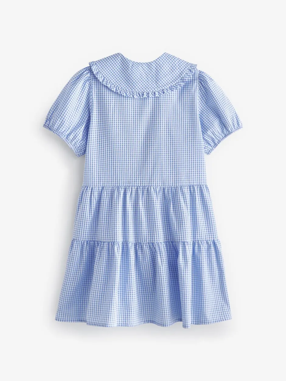 Next Bleu - Cotton Rich School Vichy Tiered Pretty Collar Robe (3-14yrs) Clearance