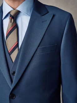 Next Bleu - Coupe ajustée Wool Blend Motionflex Costume Veste Best