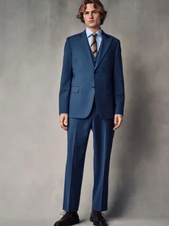 Next Bleu - Coupe ajustée Wool Blend Motionflex Costume Veste Best