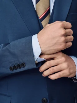 Next Bleu - Coupe ajustée Wool Blend Motionflex Costume Veste Best