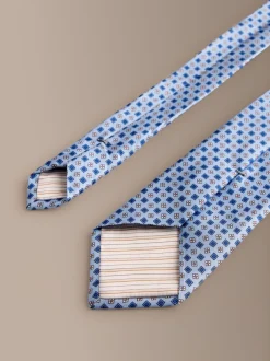 Next - Cravate géométrique en soie Signature italienne Bleu New