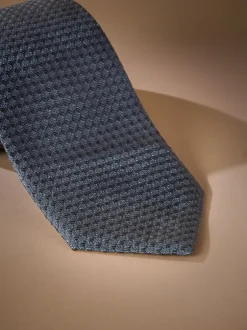 Next Bleu - Cravate Signature en soie texturée New