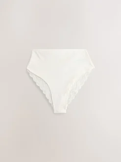 Next Bleu - Culotte en coton et dentelle 7 Pack Jambe haute taille haute