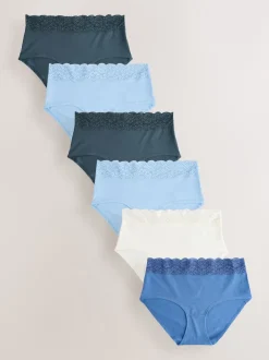 Next Bleu - Culotte en coton et dentelle 7 Pack Mi-long Sale
