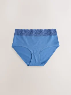 Next Bleu - Culotte en coton et dentelle 7 Pack Mi-long Sale