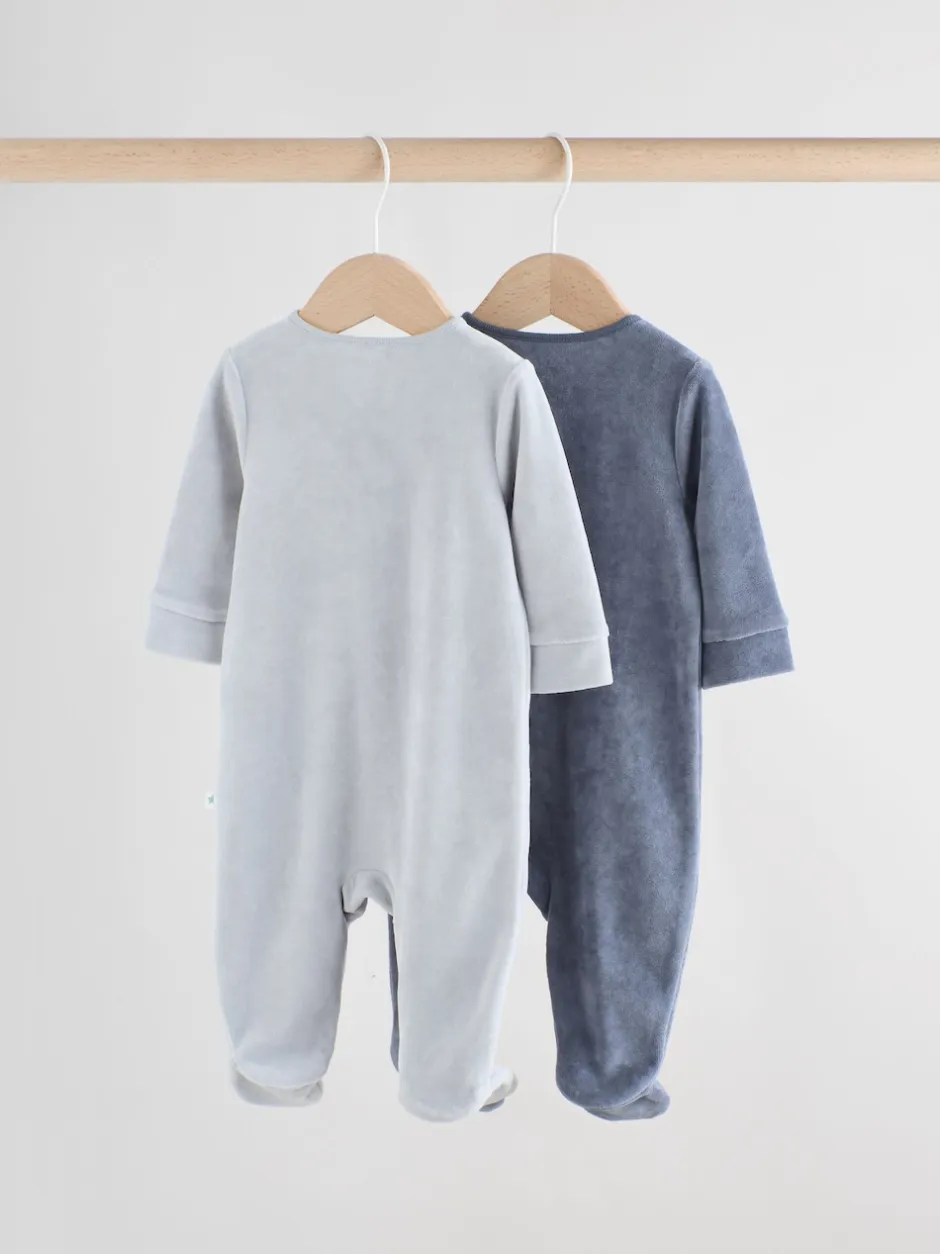Next Bleu - Dors-bien bébé en velours à fermeture éclair bidirectionnelle, lot de 2 (0mois-2ans)