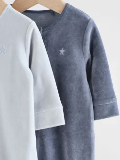 Next Bleu - Dors-bien bébé en velours à fermeture éclair bidirectionnelle, lot de 2 (0mois-2ans)