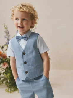 Next - Ensemble gilet, chemise, short et cravate (3mois9ans) Bleu Clearance