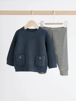 Next Bleu - Ensemble pull et legging en maille bébé (0 mois-2 ans) Discount