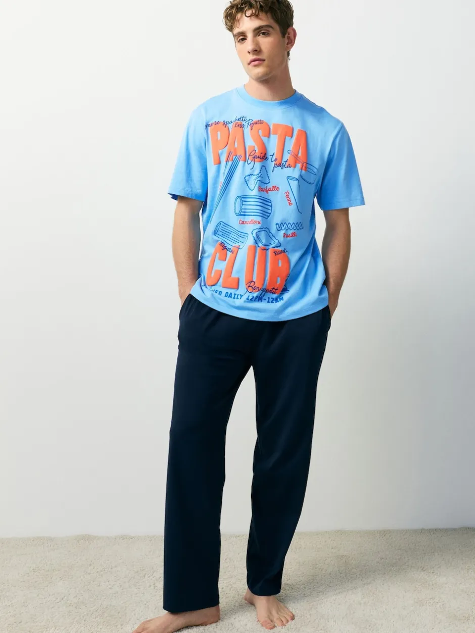 Next Bleu - Ensemble pyjama graphique en jersey à manches courtes Online