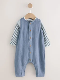 Next Bleu - Ensemble salopette et body pour bébé (0mths-2yrs) Outlet