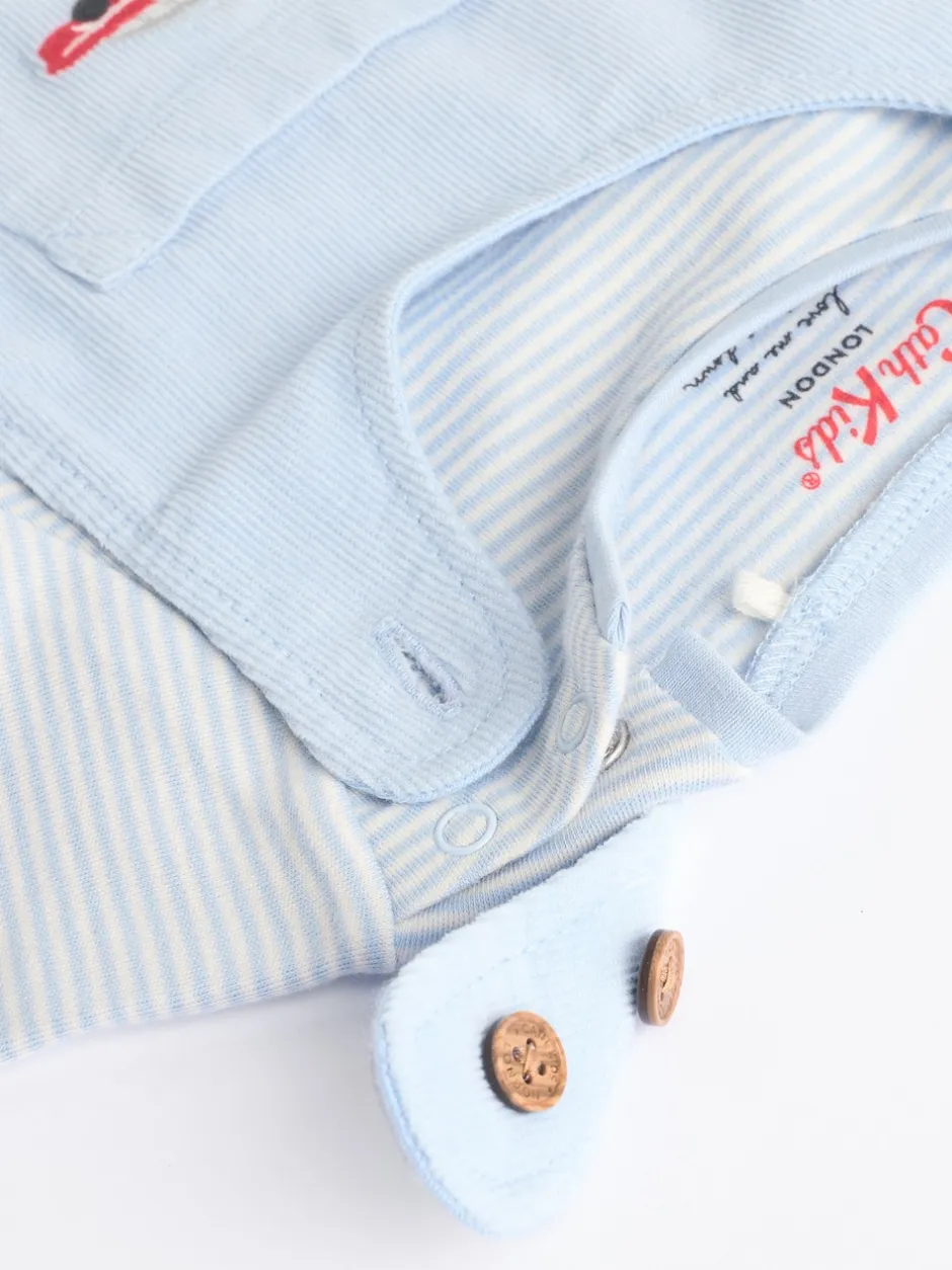 Next Bleu - Ensemble salopette et body bébé en velours côtelé 100% coton Discount