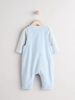Next Bleu - Ensemble salopette et body bébé en velours côtelé 100% coton Discount