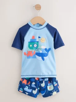 Next Bleu - Ensemble Sunsafe Rash Gilet et short de bain (3mois-7ans) Sale