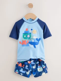 Next Bleu - Ensemble Sunsafe Rash Gilet et short de bain (3mois-7ans) Sale