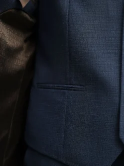 Next Bleu - Gilet de costume en laine Blend texturée Clearance