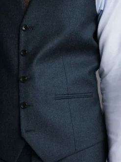 Next Bleu - Gilet de costume en flanelle de laine et cachemire mélangés Signature Zignone Clearance