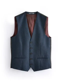 Next Bleu - Gilet de costume en flanelle de laine et cachemire mélangés Signature Zignone Clearance